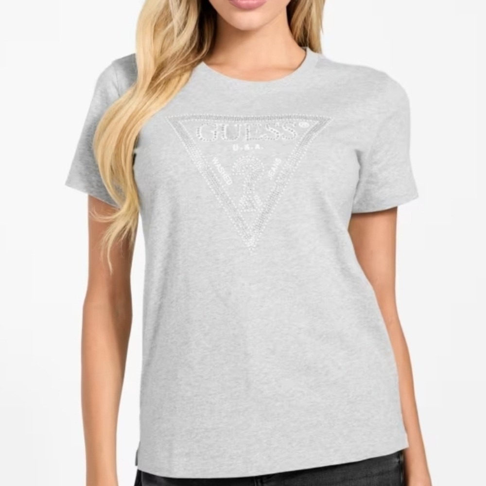 Guess Light Blue Eco Krystal Triangle‎ Tee size Medium